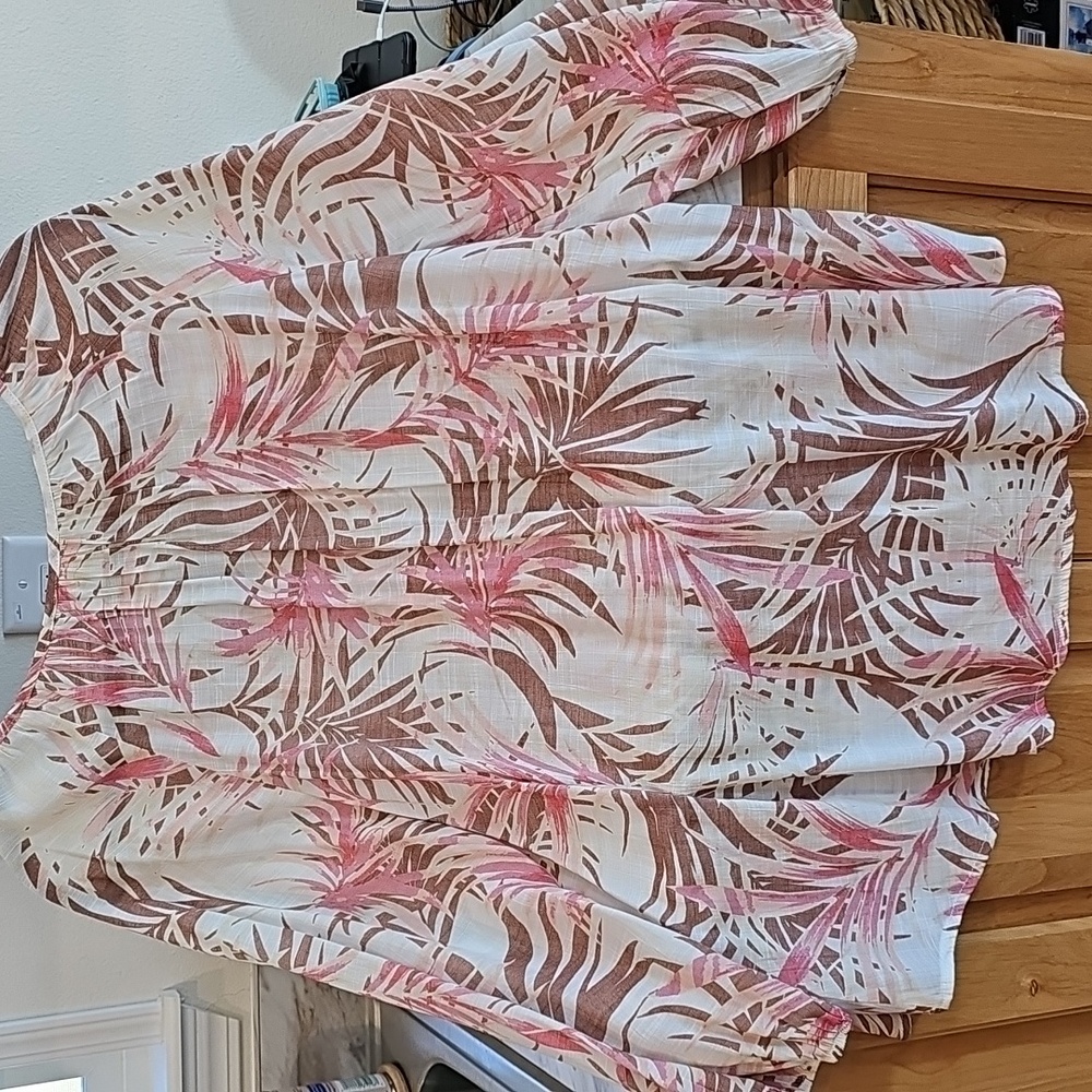 Women's Como Blu White and Pink Floral Blouse Size M - Picture 6 of 7
